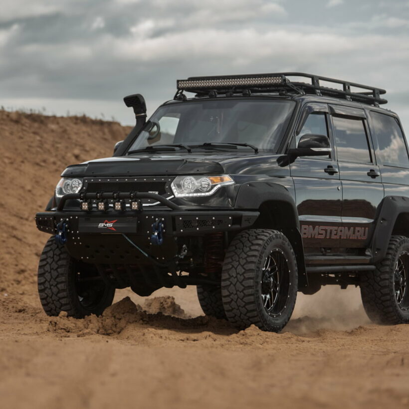 Пороги силовые BMS ALFA для УАЗ Патриот 2016-2024 (2шт.) - Силовые пороги