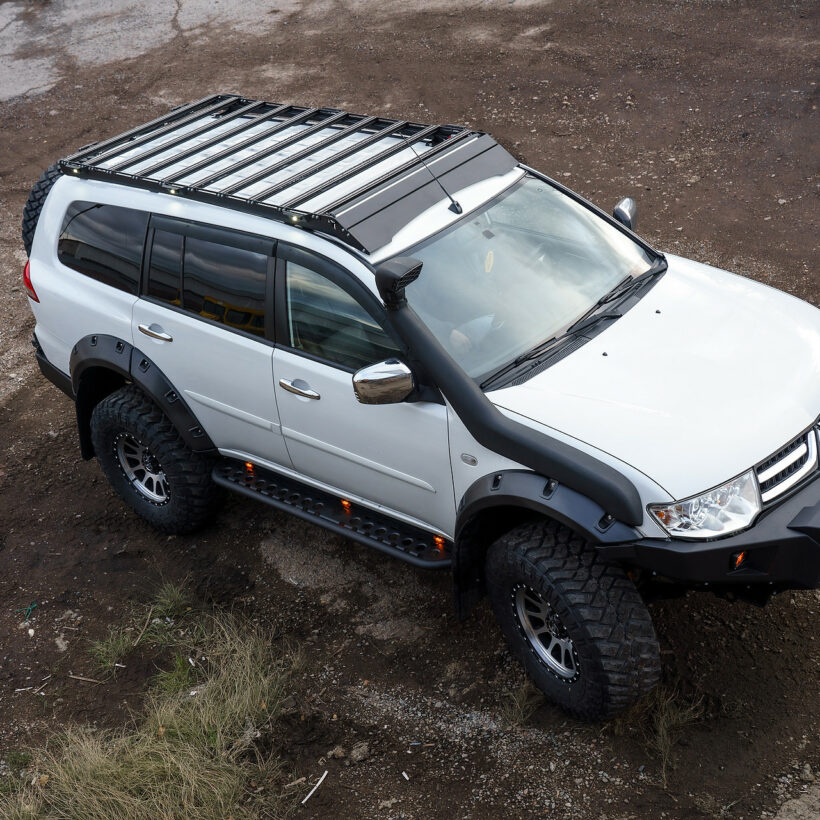 Багажник экспедиционный Mitsubishi Pajero Sport 2008-2015 шторка, дальний и рабочий свет - Багажники