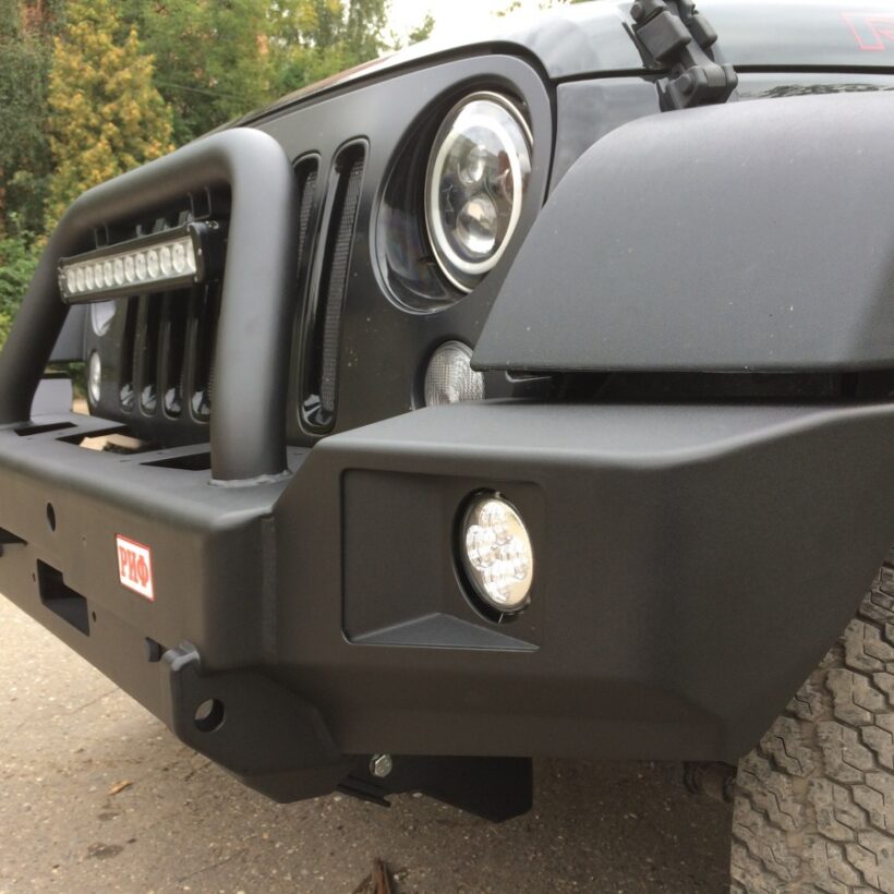 Бампер РИФ силовой передний Jeep Wrangler JK 2007-2018 с доп. фарами и центральной защитной дугой - Силовые бамперы - JEEP - Jeep Wrangler