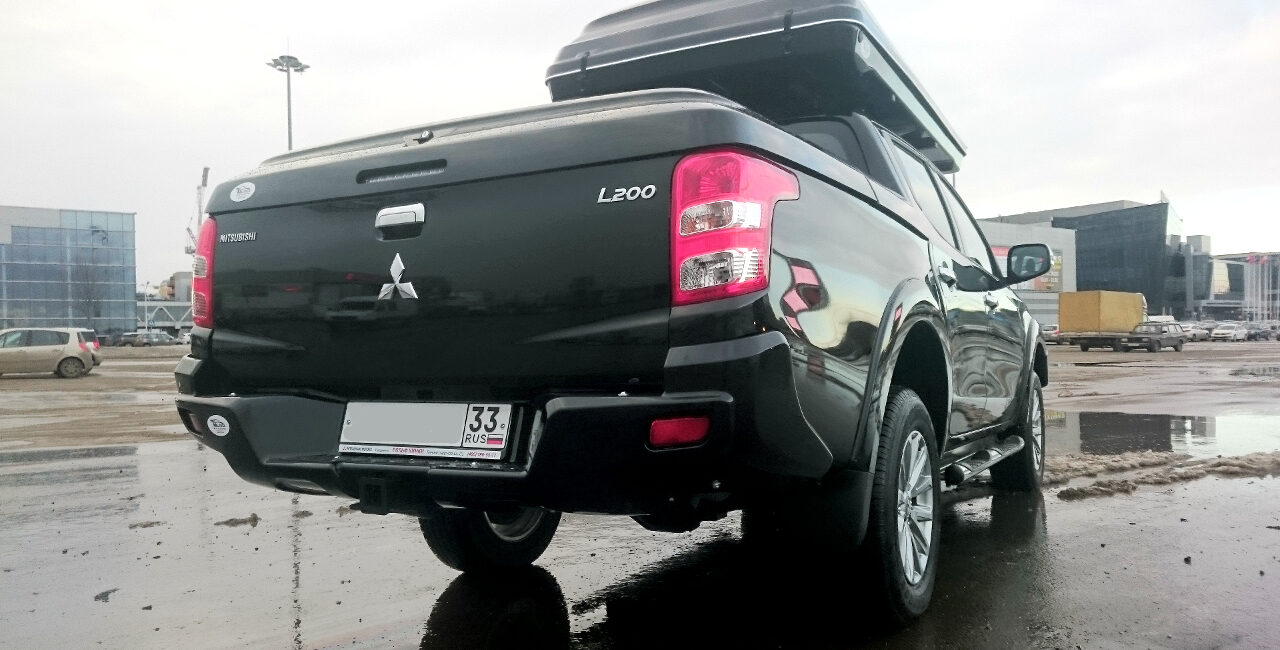 Бампер АВС-Дизайн задний с квадратом под ДО Mitsubishi L200 2015-2019/Fiat Fullback (2016-) (под покраску) - Силовые бамперы - MITSUBISHI - Mitsubishi L200