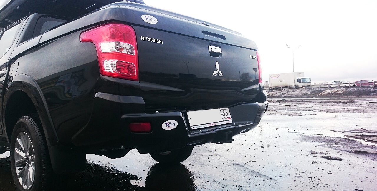 Бампер АВС-Дизайн задний с квадратом под ДО Mitsubishi L200 2015-2019/Fiat Fullback (2016-) (чёрный) - Силовые бамперы - MITSUBISHI - Mitsubishi L200