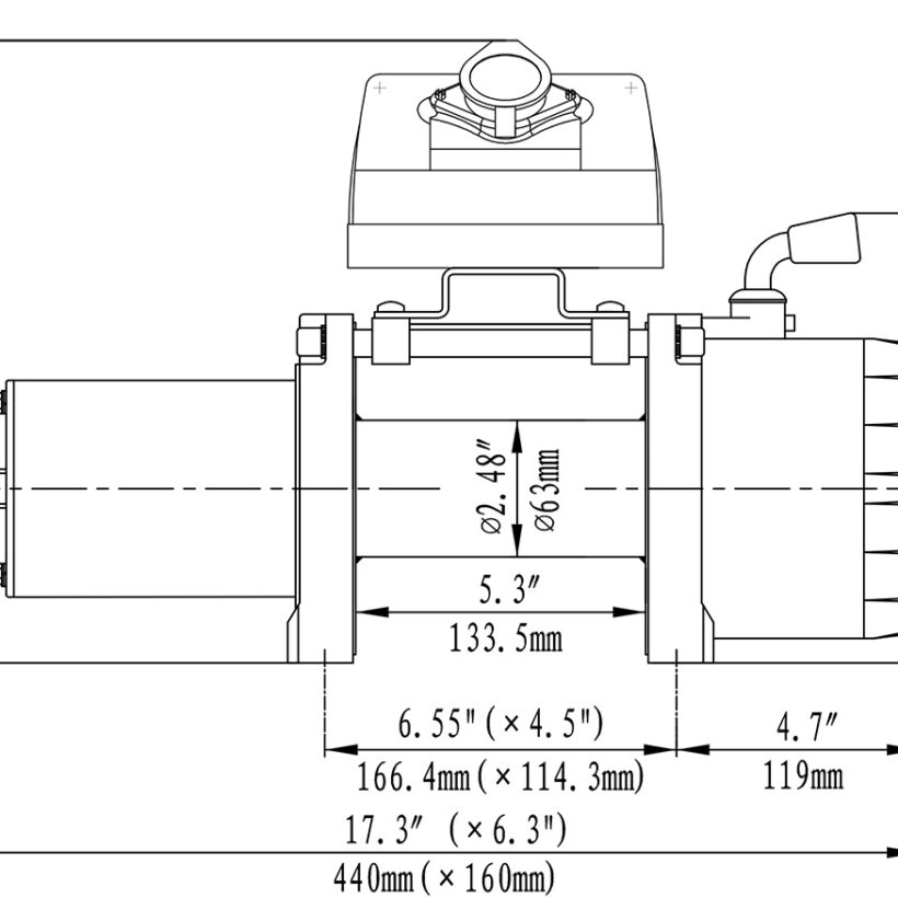 Лебёдка автомобильная электрическая 12V Runva 5000 lbs 2268 кг - Лебедки