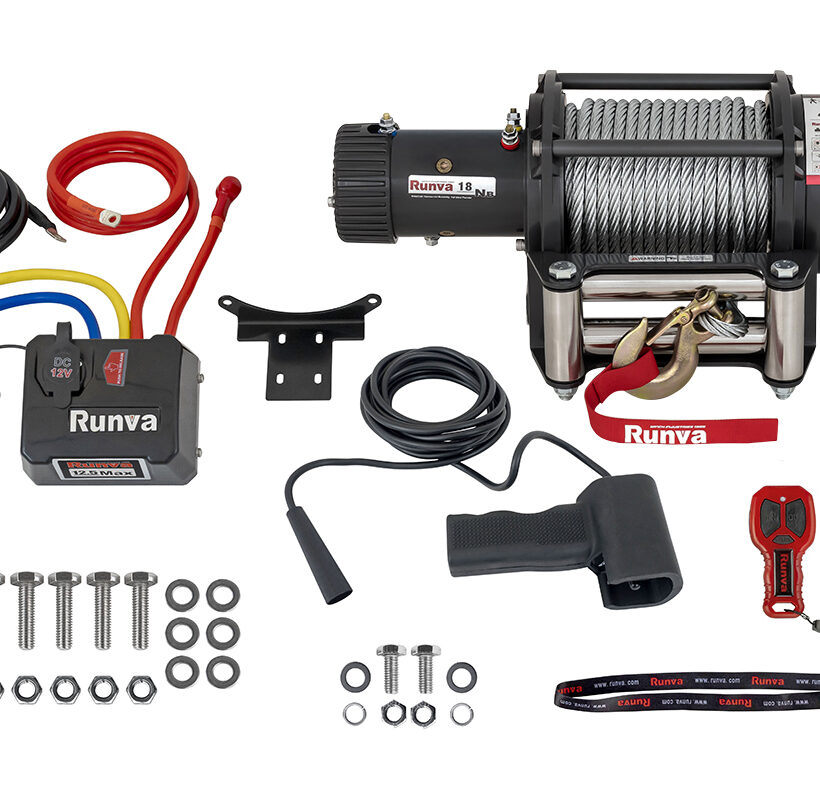 Лебёдка автомобильная электрическая 24V Runva 18000 lbs влагозащищенная, стальной трос - Лебедки