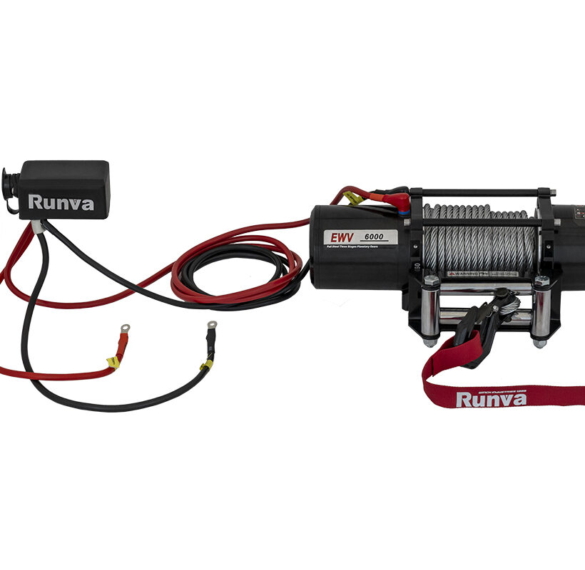Лебёдка автомобильная электрическая 12V Runva 6000 lbs 2722 кг (стальной трос) - Лебедки