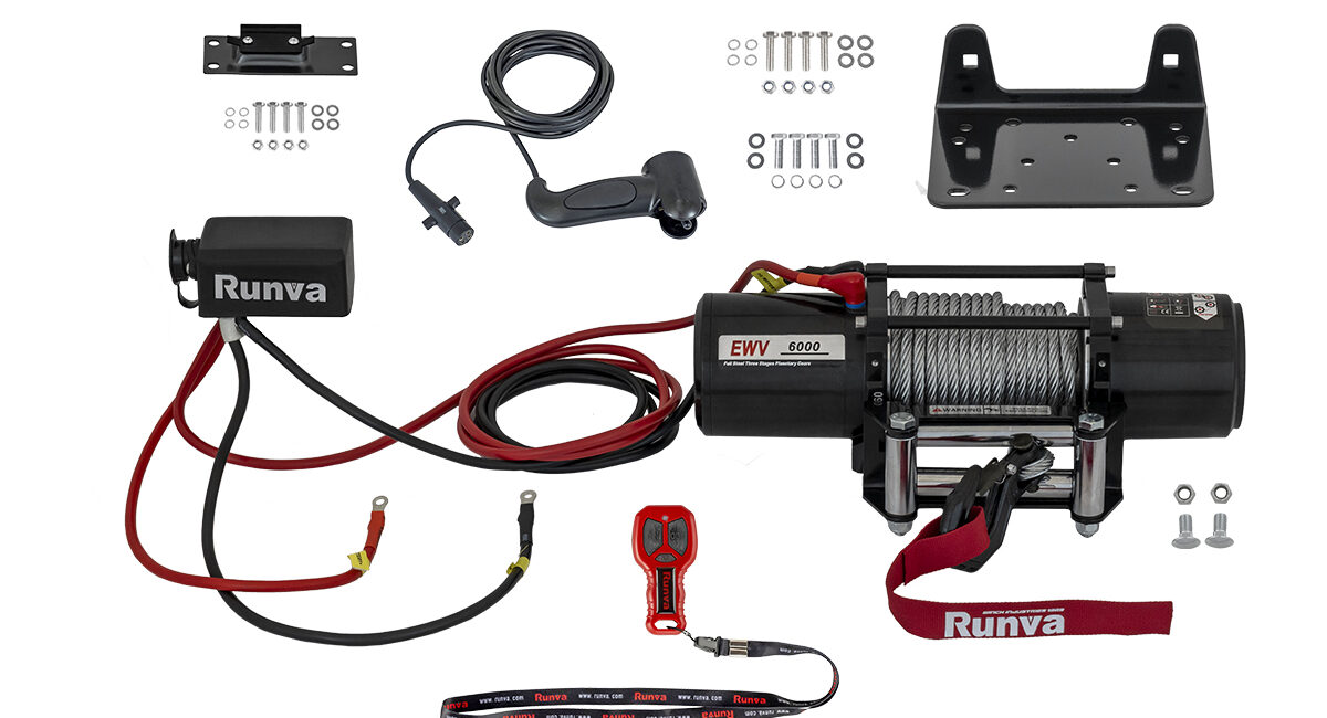 Лебёдка автомобильная электрическая 12V Runva 6000 lbs 2722 кг (стальной трос) - Лебедки