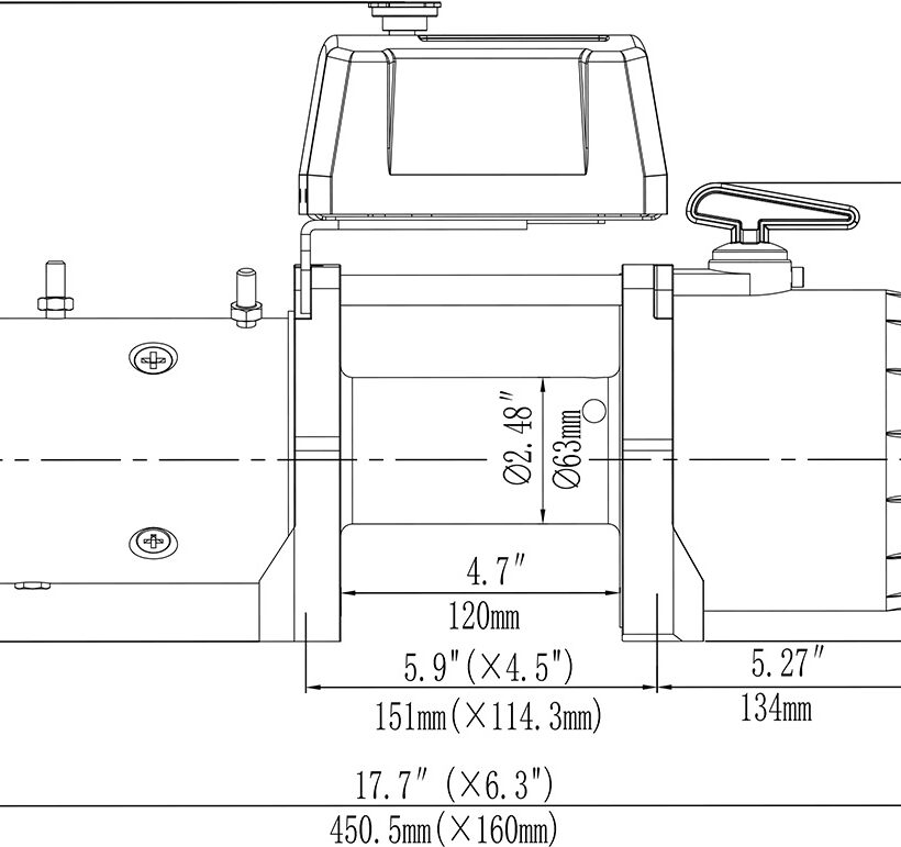 Лебёдка электрическая 12V Runva 12500 lbs 5670 кг короткий барабан, стальной трос - Лебедки
