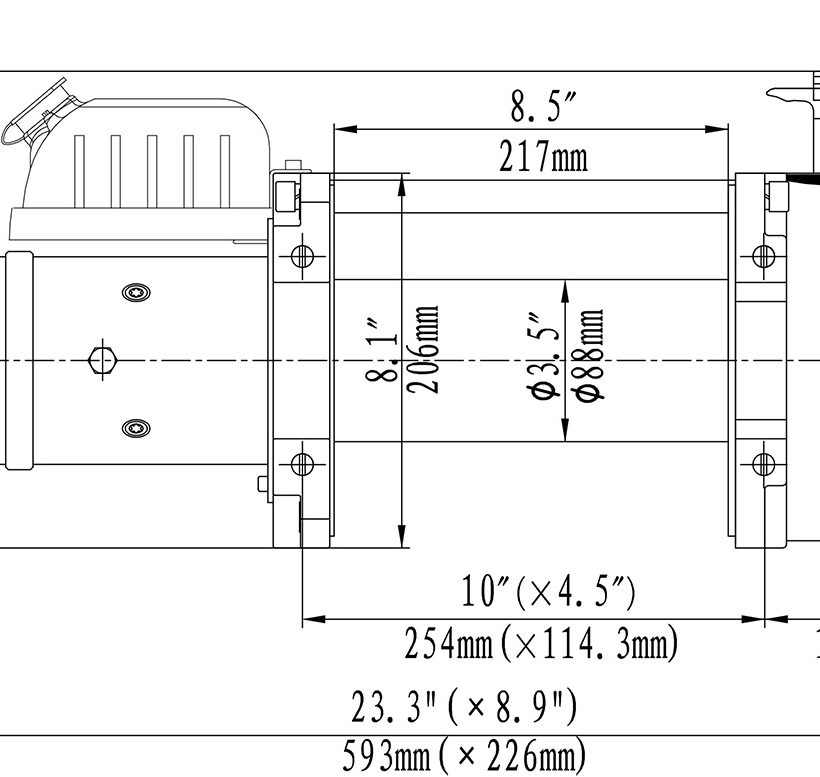 Лебёдка электрическая (индустр.) 12V Runva 15000 lbs 6800 кг синтетический трос - Лебедки