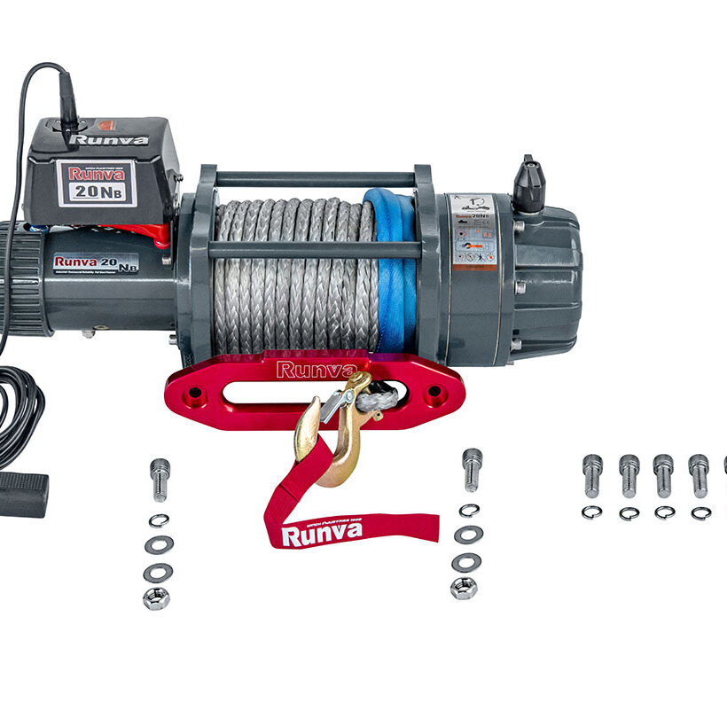Лебёдка электрическая 24V Runva 20000 lbs влагозащищенная, синтетический трос - Лебедки