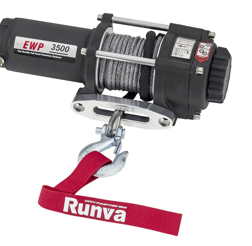 Лебёдка электрическая 12V Runva 3500A lbs 1588 кг (синтетический трос) - Лебедки