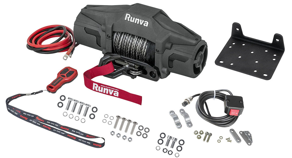 Лебёдка автомобильная электрическая 12V Runva 6000 lbs 2722 кг (синтетический трос) - Лебедки