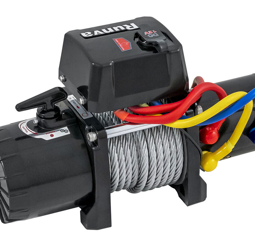 Лебёдка электрическая 12V Runva 12500 lbs 5670 кг короткий барабан, стальной трос - Лебедки