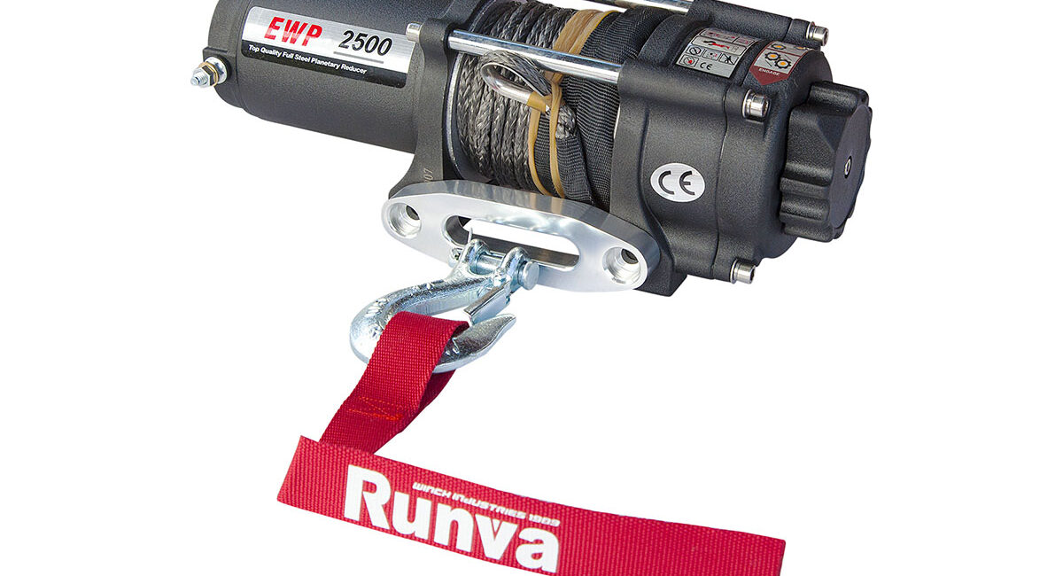 Лебёдка электрическая 12V Runva 2500 lbs 1140 кг (синтетический трос) - Лебедки