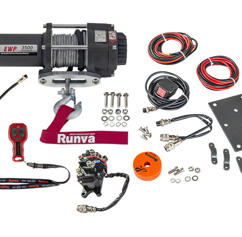 Лебёдка электрическая 12V Runva 3500A lbs 1588 кг (синтетический трос) - Лебедки