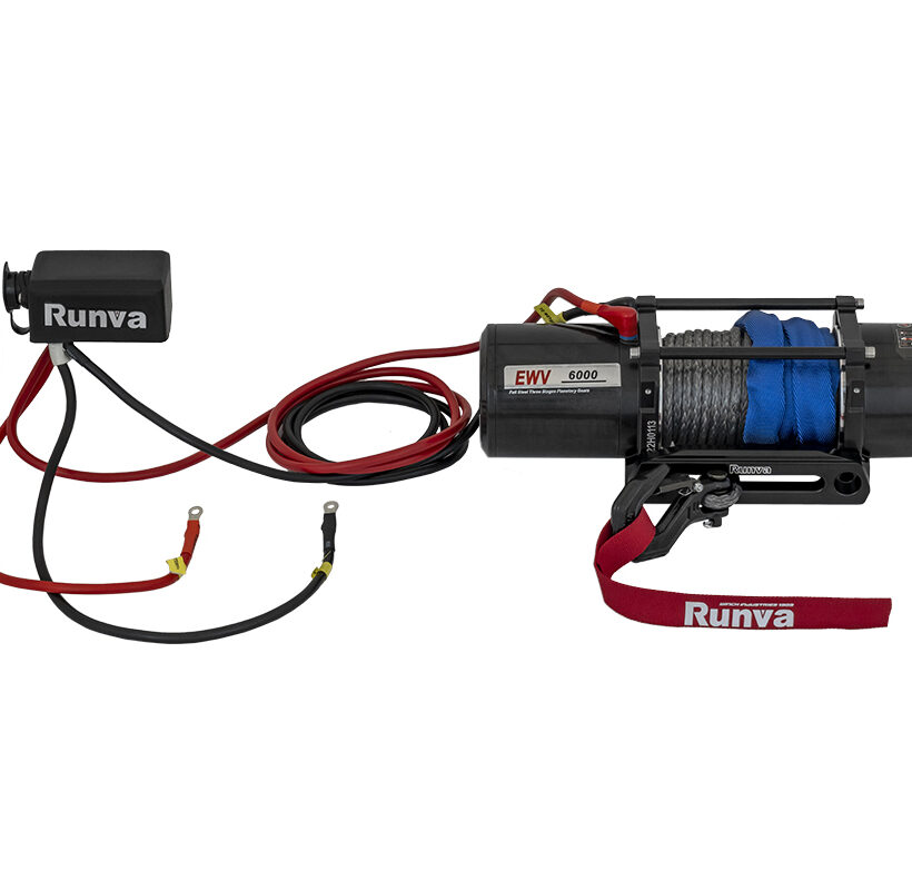 Лебёдка автомобильная электрическая 12V Runva 6000 lbs 2722 кг (синтетический трос) - Лебедки