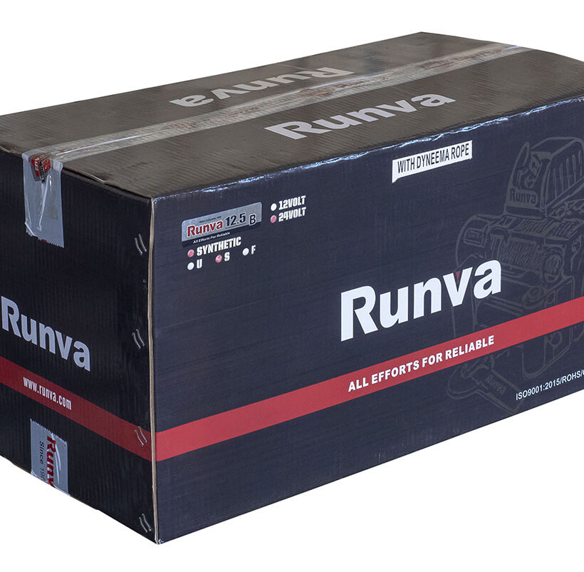 Лебёдка электрическая 12V Runva 12500 lbs 5670 кг короткий барабан, стальной трос - Лебедки