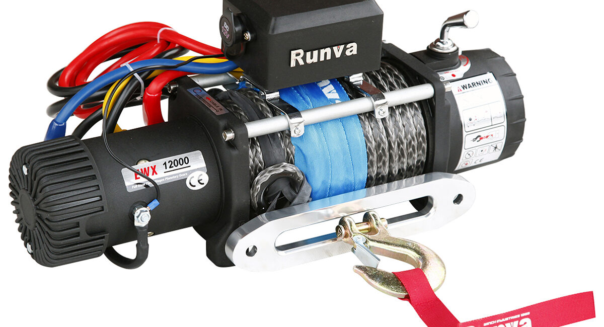 Лебёдка электрическая 24V Runva 12000 lbs 5443 кг (синтетический трос) - Лебедки