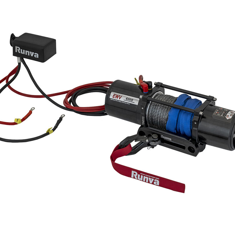 Лебёдка автомобильная электрическая 12V Runva 6000 lbs 2722 кг (синтетический трос) - Лебедки