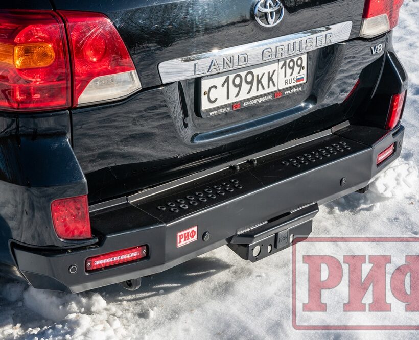 Бампер РИФ силовой задний Toyota Land Cruiser 200 2007-2012 с квадратом под фаркоп и фонарями, стандарт - Силовые бамперы - TOYOTA - Toyota Land Cruiser