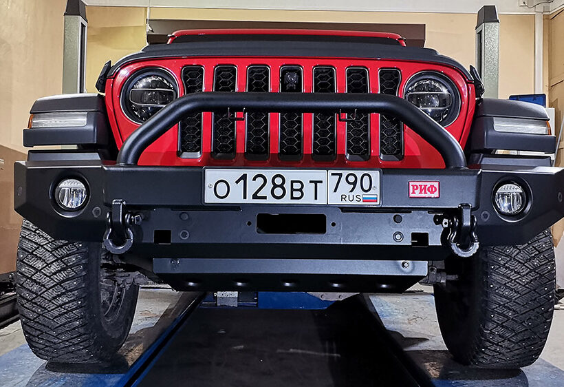 Бампер РИФ силовой передний Jeep Wrangler JL 2018-2021 под доп. фары, с центральной защитной дугой - Силовые бамперы - JEEP - Jeep Wrangler