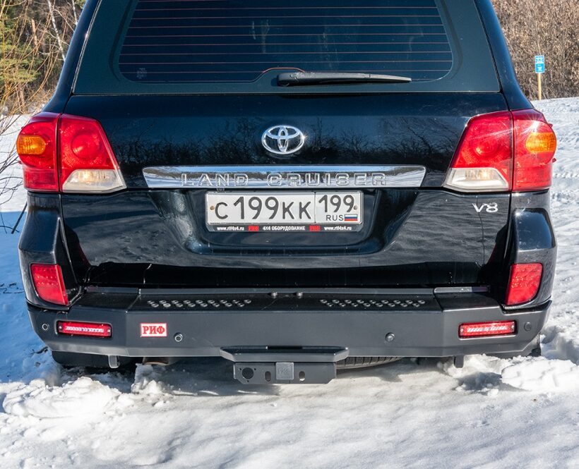 Бампер РИФ силовой задний Toyota Land Cruiser 200 2007-2012 с квадратом под фаркоп и фонарями, стандарт - Силовые бамперы - TOYOTA - Toyota Land Cruiser