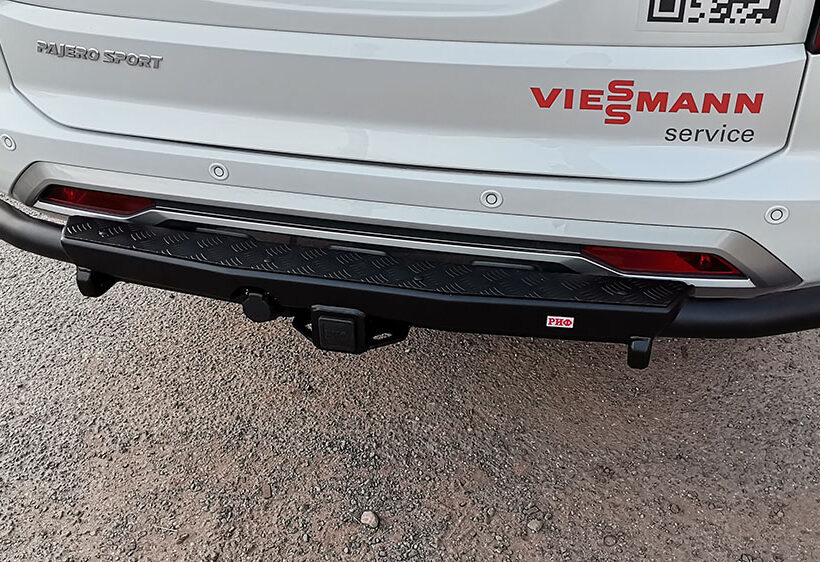 Бампер РИФ задний силовой/защита штатного бампера Mitsubishi Pajero Sport 2021+ c квадратом под фаркоп - Силовые бамперы - MITSUBISHI - Mitsubishi Pajero Sport