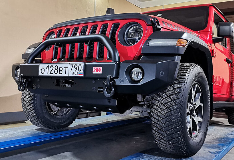 Бампер РИФ силовой передний Jeep Wrangler JL 2018-2021 под доп. фары, с центральной защитной дугой - Силовые бамперы - JEEP - Jeep Wrangler