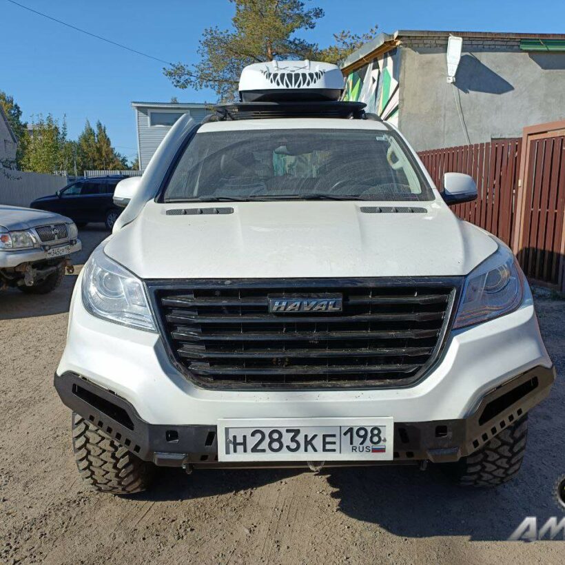 Площадка под лебедку (защита штатного бампера юбка) в передний штатный бампер Haval H9. Комплектация 3 - Лебедки
