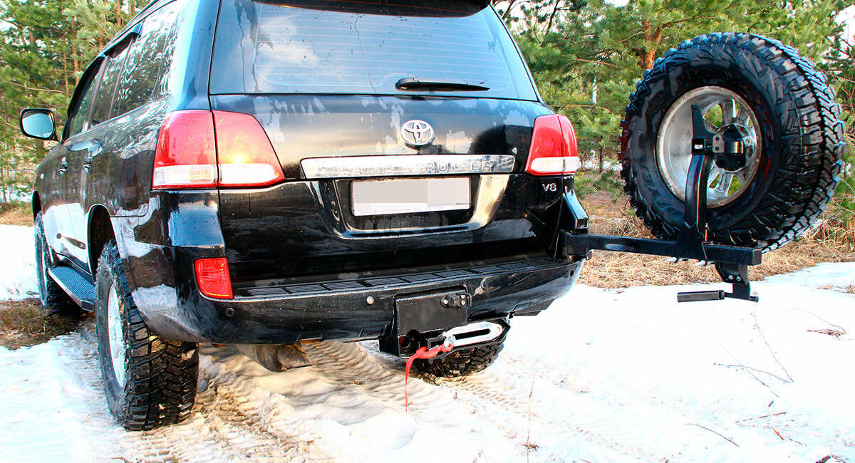 Калитка запасного колеса и площадка под лебедку в штатный бампер Toyota Land Cruiser 200. Комплектация 1 - Лебедки