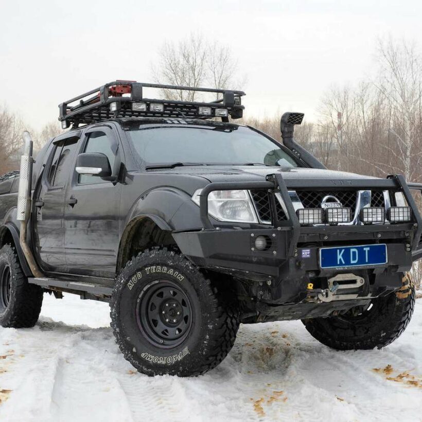 Передний силовой бампер с кенгурином алюминиевый - Nissan Navara, Pathfinder - Силовые бамперы - NISSAN - Nissan Navara