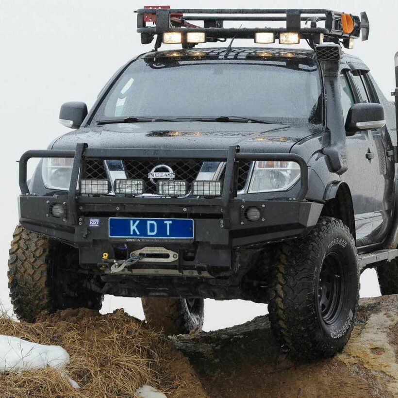 Передний силовой бампер с кенгурином алюминиевый - Nissan Navara, Pathfinder - Силовые бамперы - NISSAN - Nissan Navara