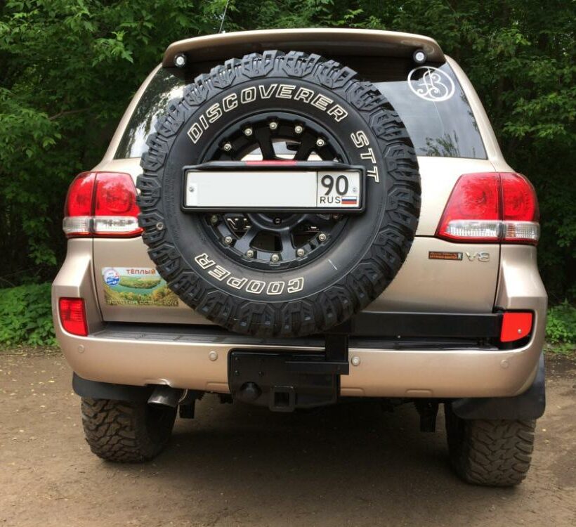 Калитка РИФ с фаркопом в штатный бампер Toyota Land Cruiser 200 2008-2015 под нештатное колесо, с подсветкой номера - Экстерьер - TOYOTA - Toyota Land Cruiser