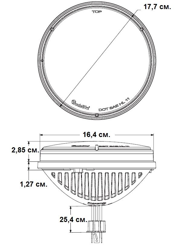 Фара головного света 7″ TruckLite Lens с подогревом (1шт.) - Доп. свет - JEEP