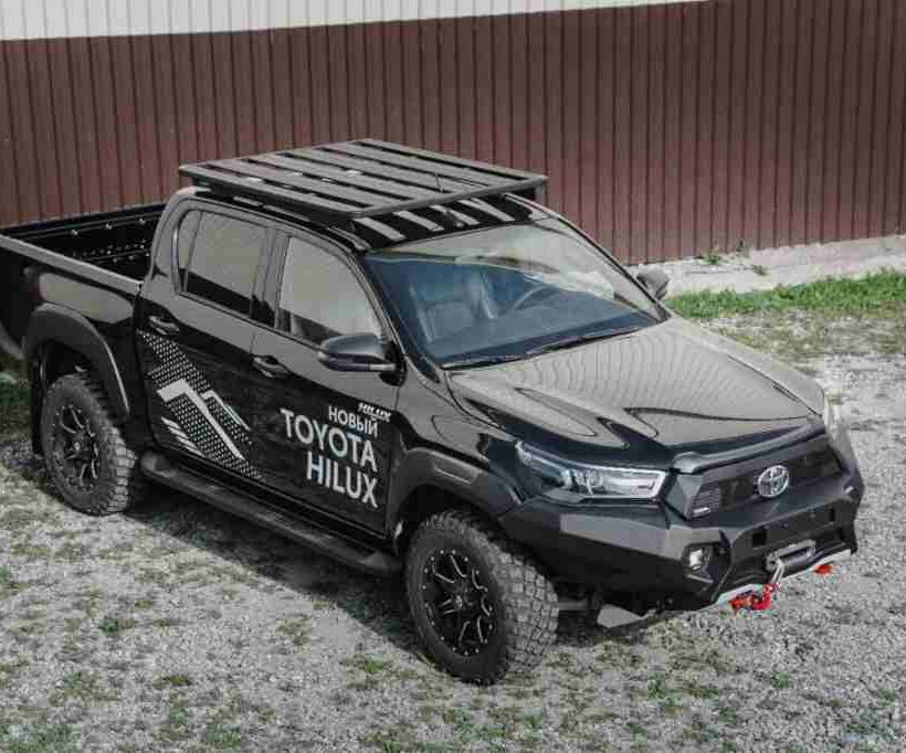 БАМПЕР СИЛОВОЙ АЛЮМИНИЕВЫЙ RIVAL ПЕРЕДНИЙ (ЧЕРНЫЙ, БЕЗ ПТФ) ДЛЯ TOYOTA HILUX REVO (2021+) - Силовые бамперы - TOYOTA - Toyota Hilux