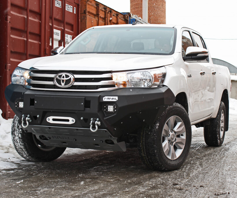 СИЛОВОЙ БАМПЕР ПЕРЕДНИЙ RIVAL АЛЮМИНИЕВЫЙ TOYOTA HILUX REVO (2015+) (БЕЗ ПТФ). Комплектация 1 - Силовые бамперы - TOYOTA - Toyota Hilux