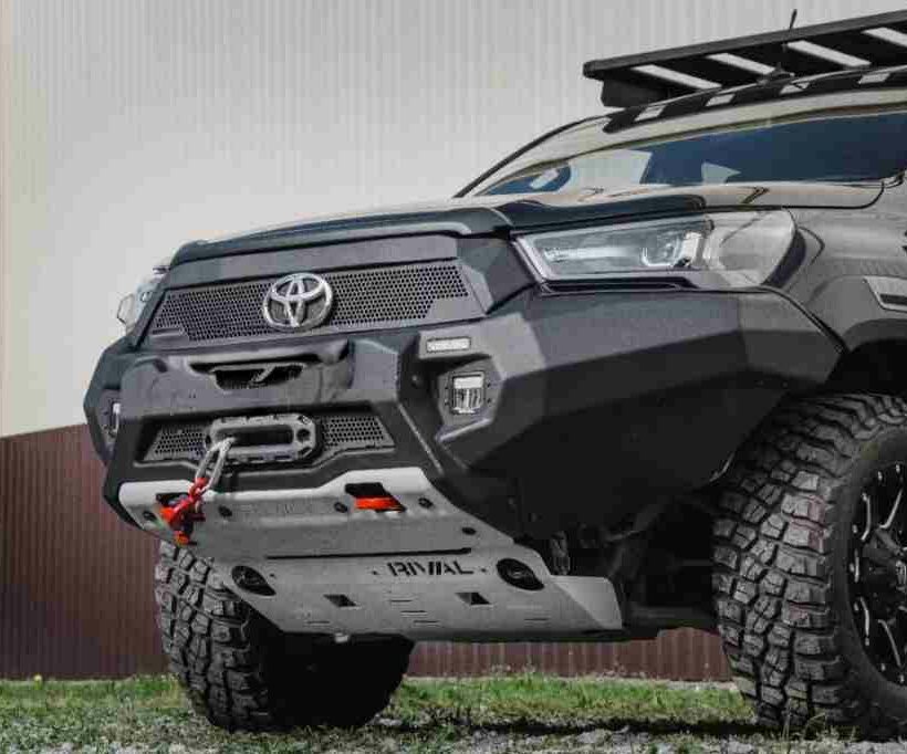 БАМПЕР СИЛОВОЙ АЛЮМИНИЕВЫЙ RIVAL ПЕРЕДНИЙ (ЧЕРНЫЙ, БЕЗ ПТФ) ДЛЯ TOYOTA HILUX REVO (2021+) - Силовые бамперы - TOYOTA - Toyota Hilux