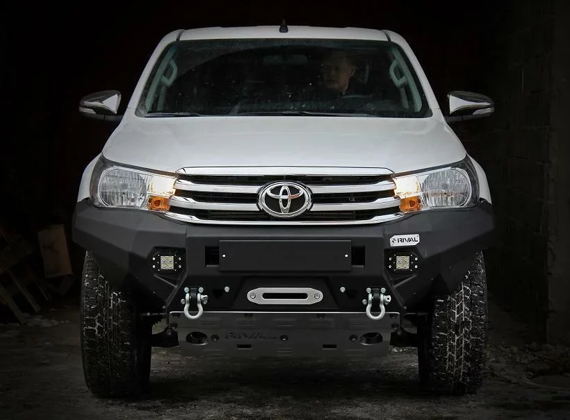 СИЛОВОЙ БАМПЕР ПЕРЕДНИЙ RIVAL АЛЮМИНИЕВЫЙ TOYOTA HILUX REVO (2015+) (БЕЗ ПТФ). Комплектация 1 - Силовые бамперы - TOYOTA - Toyota Hilux