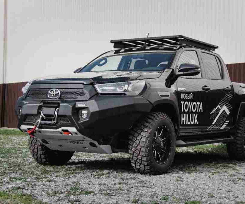 БАМПЕР СИЛОВОЙ АЛЮМИНИЕВЫЙ RIVAL ПЕРЕДНИЙ (ЧЕРНЫЙ, БЕЗ ПТФ) ДЛЯ TOYOTA HILUX REVO (2021+) - Силовые бамперы - TOYOTA - Toyota Hilux