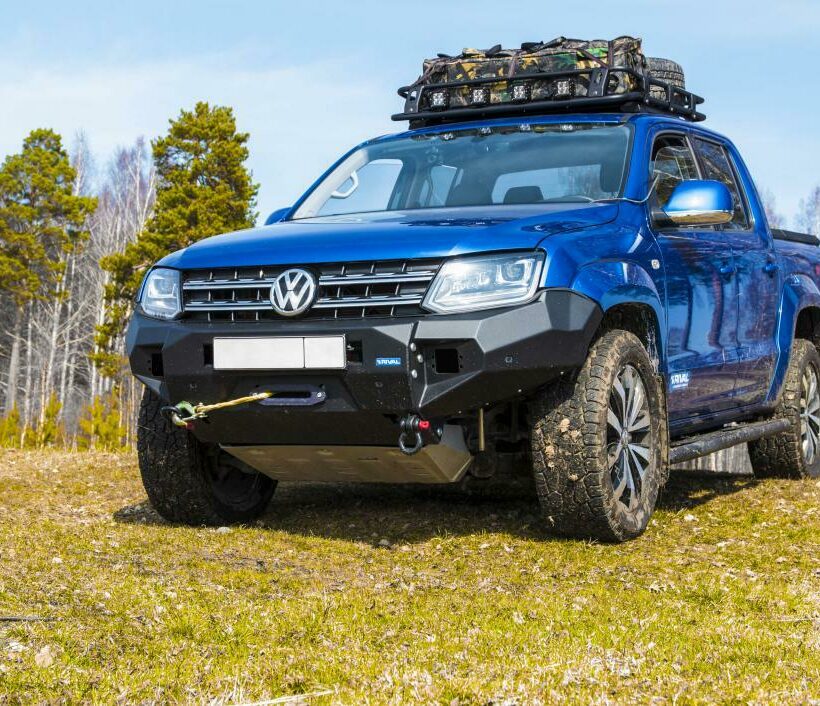 БАМПЕР ПЕРЕДНИЙ СИЛОВОЙ RIVAL ДЛЯ VOLKSWAGEN AMAROK (2010+) ЧЕРНЫЙ АЛЮМИНИЕВЫЙ. Комплектация 1 - Силовые бамперы - VOLKSWAGEN - Volkswagen Amarok