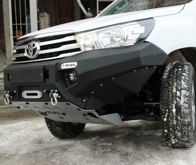 СИЛОВОЙ БАМПЕР ПЕРЕДНИЙ RIVAL АЛЮМИНИЕВЫЙ TOYOTA HILUX REVO (2015+) (БЕЗ ПТФ). Комплектация 1 - Силовые бамперы - TOYOTA - Toyota Hilux