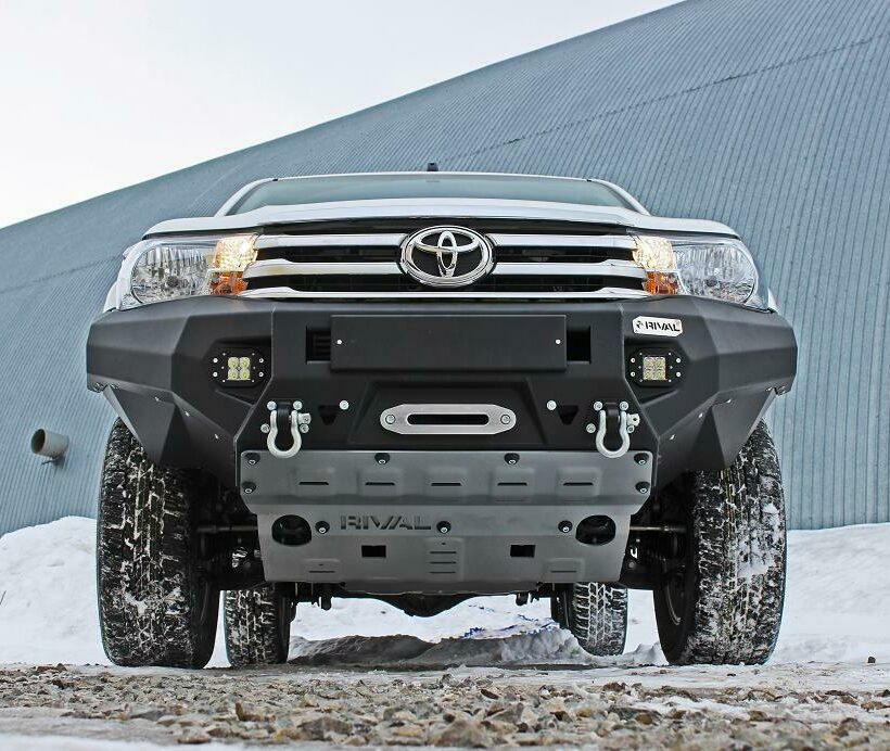 СИЛОВОЙ БАМПЕР ПЕРЕДНИЙ RIVAL АЛЮМИНИЕВЫЙ TOYOTA HILUX REVO (2015+) (БЕЗ ПТФ). Комплектация 1 - Силовые бамперы - TOYOTA - Toyota Hilux