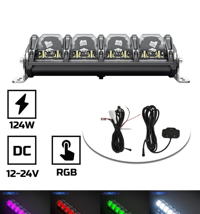 Светодиодная балка ALO-N-10 124W КОМБИНИРОВАННЫЙ СВЕТ (белый) ФОНОВАЯ ПОДСВЕТКА RGB - Доп. свет - JEEP