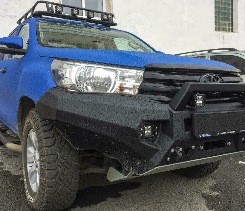 СИЛОВОЙ БАМПЕР ПЕРЕДНИЙ RIVAL АЛЮМИНИЕВЫЙ TOYOTA HILUX REVO (2015+) (БЕЗ ПТФ). Комплектация 1 - Силовые бамперы - TOYOTA - Toyota Hilux