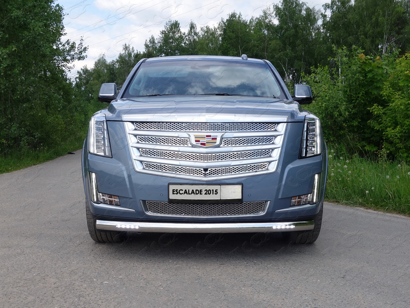 Защита передняя нижняя (овальная с ДХО) 75х42 мм для CADILLAC Escalade 2015- - Экстерьер - CADILLAC - Cadillac Escalade