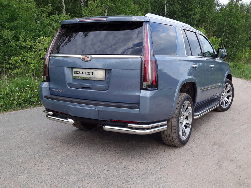 Защита задняя (уголки двойные) 76,1/42,4 мм для CADILLAC Escalade 2015- - Защита днища - CADILLAC - Cadillac Escalade