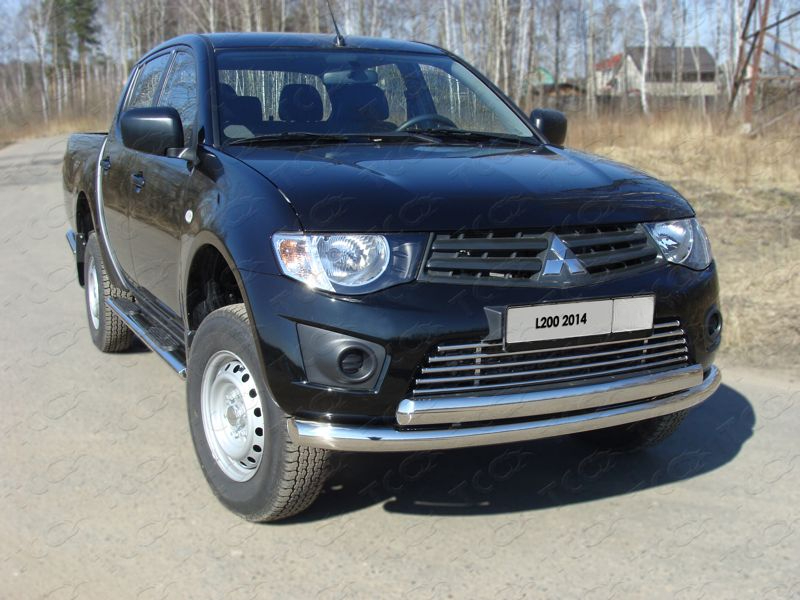 Защита передняя нижняя (двойная) 76/75мм для MITSUBISHI L200 (Long) 2014-2015 - Экстерьер - MITSUBISHI - Mitsubishi L200
