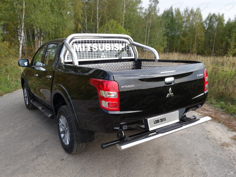 Защита задняя центральная 120х60 мм с накладкой для MITSUBISHI L200 2015-2018 - Защита днища - MITSUBISHI - Mitsubishi L200