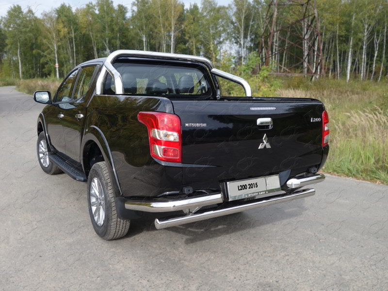 Защита задняя (уголки) 76,1 мм для MITSUBISHI L200 2015-2018 - Защита днища - MITSUBISHI - Mitsubishi L200