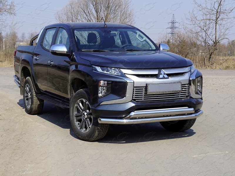 Тюнинг для MITSUBISHI L200 2019- \ Защита передняя нижняя (двойная) 76,1/75 мм - Силовые бамперы - MITSUBISHI - Mitsubishi L200