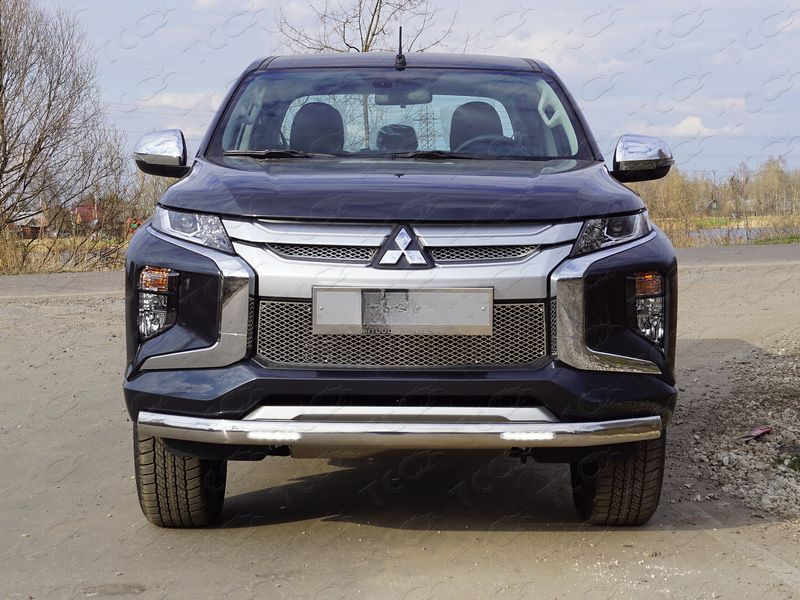 Тюнинг для MITSUBISHI L200 2019- \ Защита передняя нижняя (овальная с ДХО) 75х42 мм - Силовые бамперы - MITSUBISHI - Mitsubishi L200
