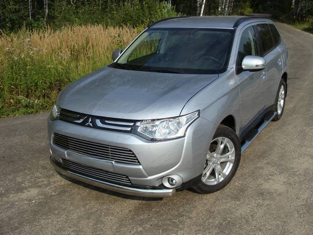 Защита передняя нижняя (овальная) 75х42 мм для MITSUBISHI Outlander 2012-2014 - Экстерьер - MITSUBISHI - Mitsubishi Outlander